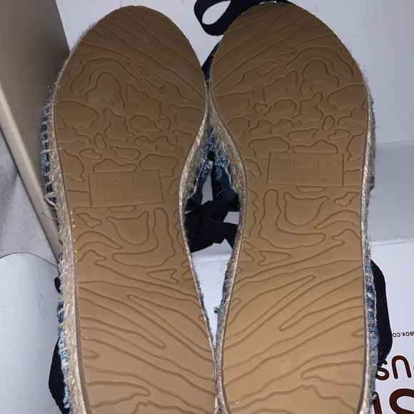 Jimmy Choo Dolphin Denim Flat Lace Up Espadrilles - Picture 4 of 4